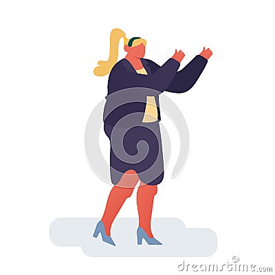 Businesswoman Character Rejoice, Successful Manager Waving Hands on White Background. Business Woman Vector Illustration