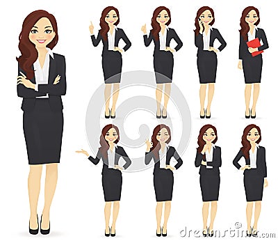 Businesswoman character set Vector Illustration