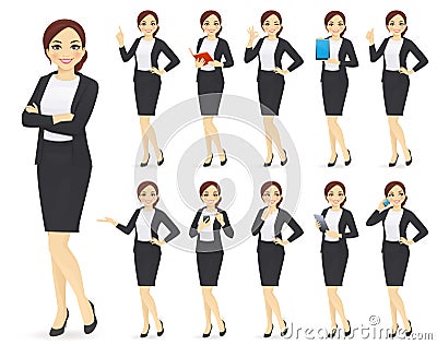 Businesswoman character set Vector Illustration