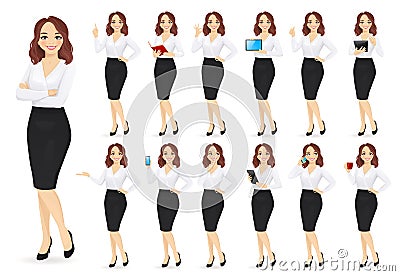 Businesswoman character set Cartoon Illustration