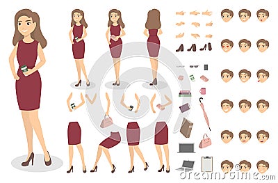 Businesswoman character set. Vector Illustration