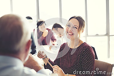 Businesswoman Cheerful Smiling Beautiful Smart Concept Stock Photo