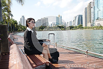 Businesswoman in city Stock Photo