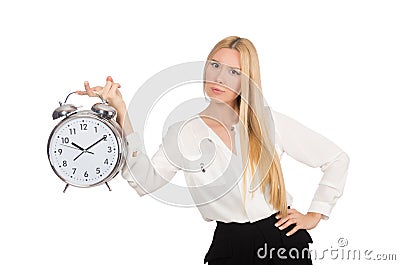 Businesswoman with clock isolated Stock Photo