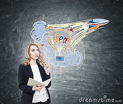 Businesswoman with a copybook, startup idea Stock Photo