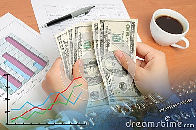 Businesswoman counting money Stock Photo