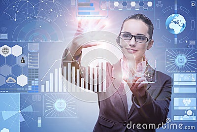 The businesswoman in data mining concept Stock Photo