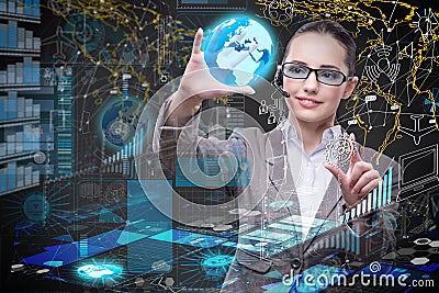 The businesswoman in data mining concept Stock Photo