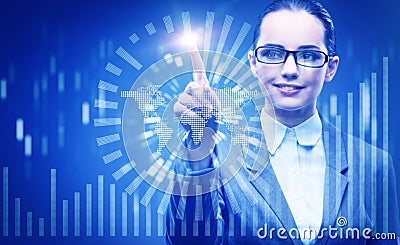 The businesswoman in data mining concept Stock Photo