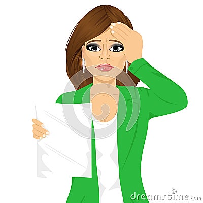 Businesswoman disappointed about her own test results Vector Illustration