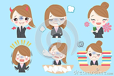 Businesswoman do different emotion Vector Illustration