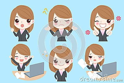 Businesswoman do different emotion Vector Illustration