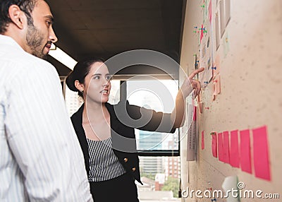 Businesswoman doing brainstorming meeting Stock Photo