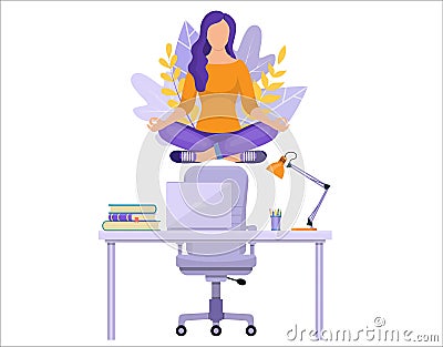 Businesswoman doing yoga Vector Illustration