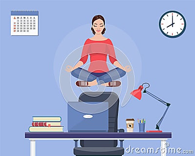 Businesswoman doing yoga Vector Illustration