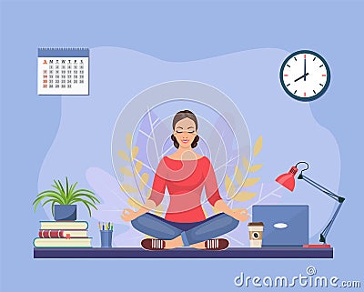 Businesswoman doing yoga Vector Illustration