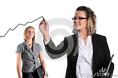 Businesswoman Drawing Growth Chart Stock Photo
