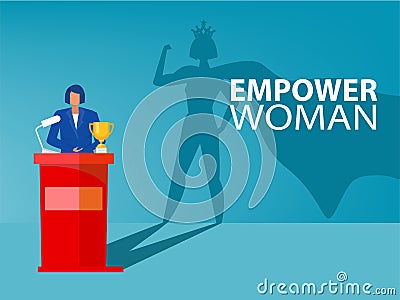 Businesswoman dream his shadow with empower women about Victory,Success, Vector Illustration