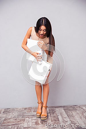 Businesswoman dropping folders on the floor Stock Photo