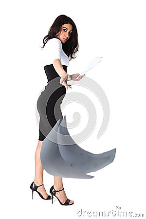 Businesswoman dropping paper Stock Photo