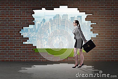 The businesswoman escaping for summer vacation Stock Photo
