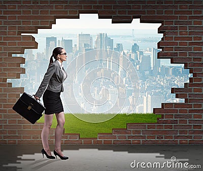 The businesswoman escaping for summer vacation Stock Photo