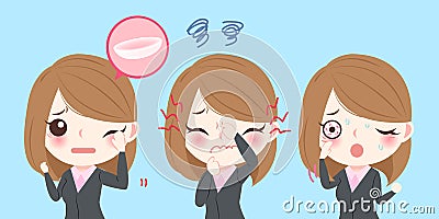 Businesswoman with eye pain Vector Illustration