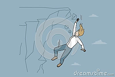Businesswoman fall from cliff Vector Illustration
