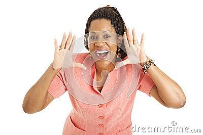 Businesswoman Gives a Shout Stock Photo