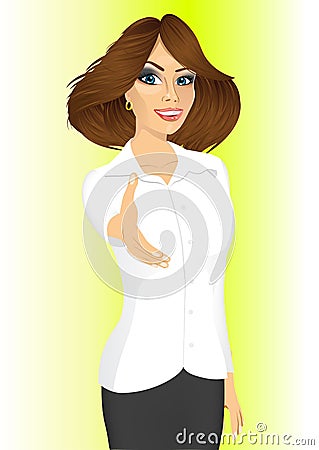 Businesswoman giving hand for handshake Vector Illustration