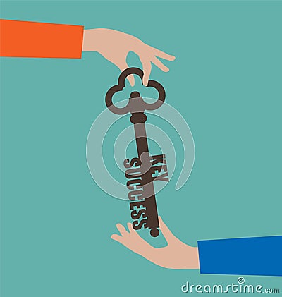 Businesswoman Giving Key to Success Vector Illustration