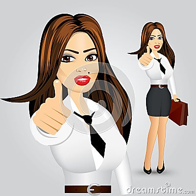 Businesswoman giving thumbs up Vector Illustration