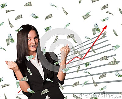 Businesswoman and graphical chart Stock Photo