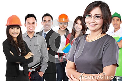 businesswoman with group of professional worker at the backgroun Stock Photo