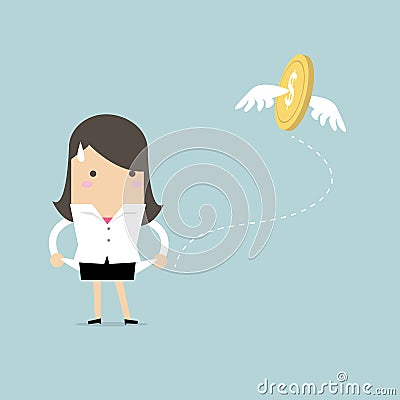 Businesswoman has no money. Vector Illustration