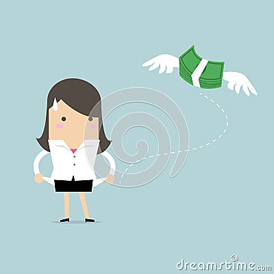 Businesswoman has no money. Vector Illustration