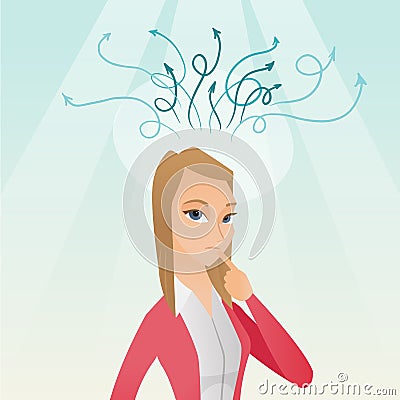 Businesswoman having business idea. Vector Illustration