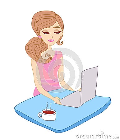 Businesswoman having coffee break Vector Illustration