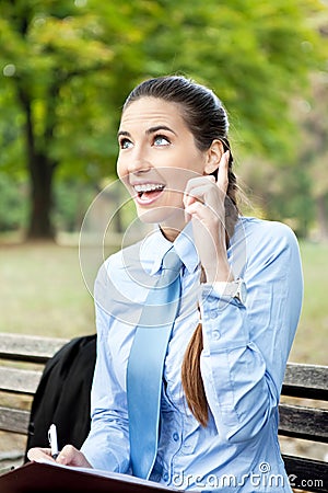 Businesswoman having idea Stock Photo