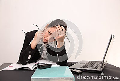 Businesswoman headache Stock Photo