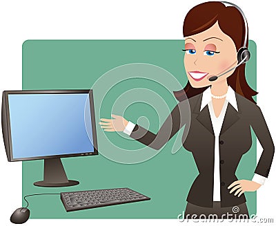 Businesswoman with headset Vector Illustration