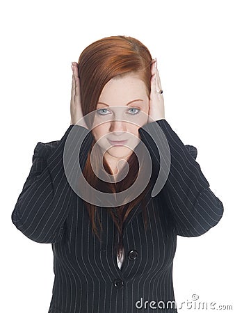 Businesswoman - hear no evil Stock Photo