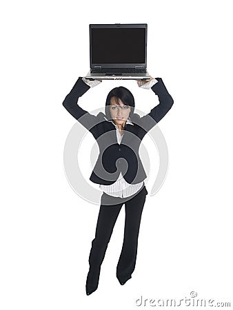 Businesswoman - high laptop Stock Photo