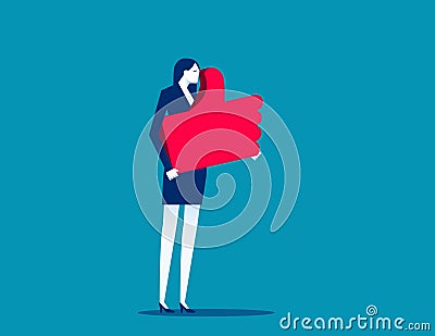 Businesswoman hold big thumb up. Symbol vector concept Vector Illustration