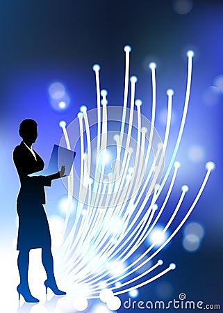 Businesswoman holding computer laptop Vector Illustration