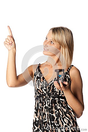 Businesswoman with hourglass Stock Photo