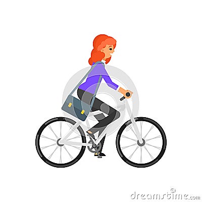 Businesswoman hurrying to the job Vector Illustration