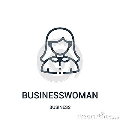 businesswoman icon vector from business collection. Thin line businesswoman outline icon vector illustration. Linear symbol Vector Illustration