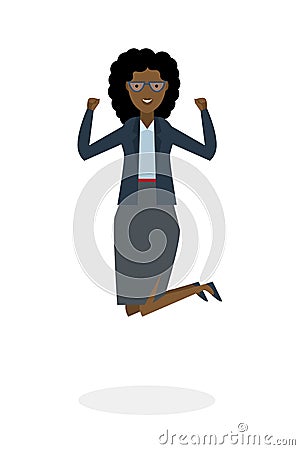 Businesswoman jumping on white. Vector Illustration