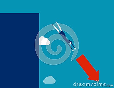 A businesswoman jumps follow down the arrow Vector Illustration